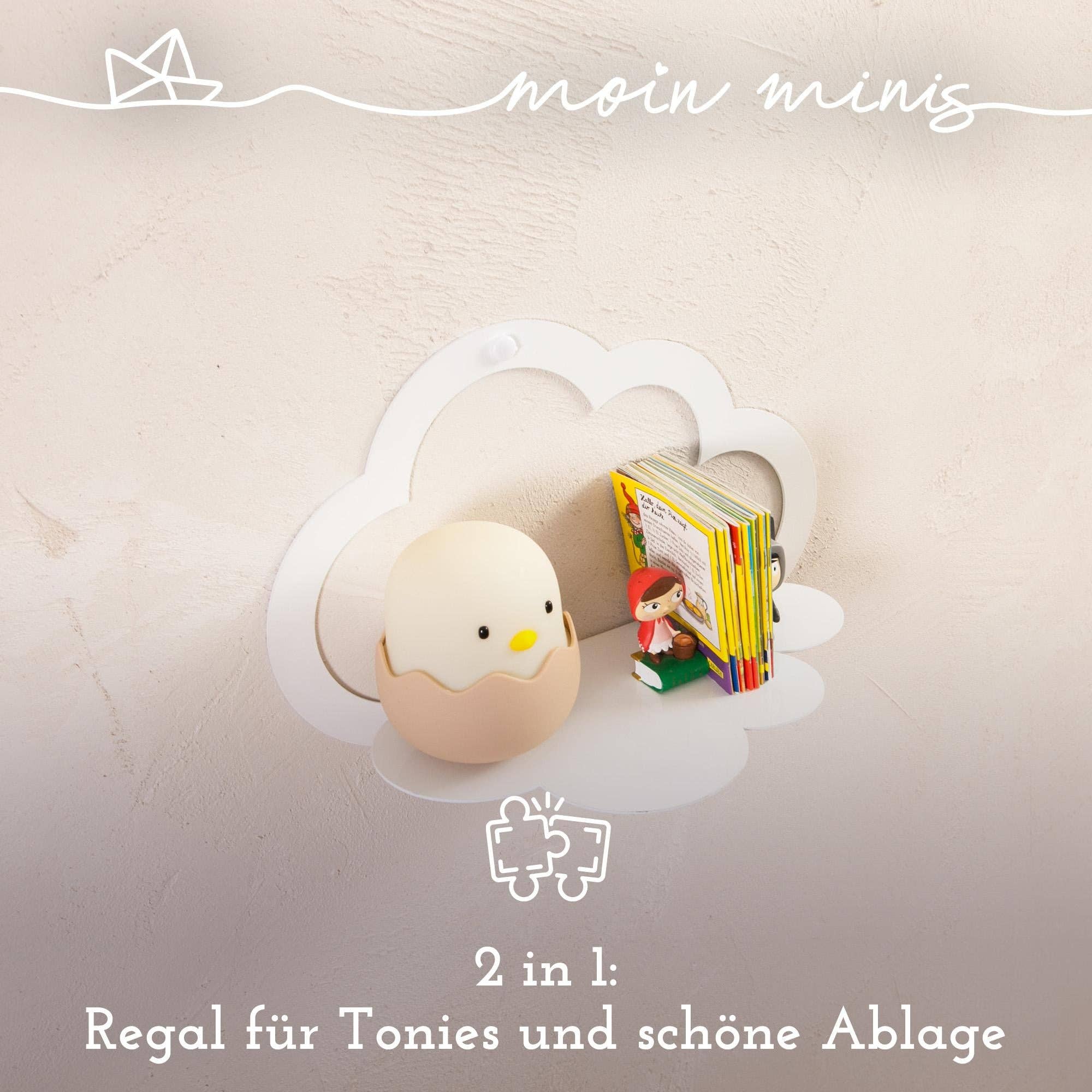Mixcover GmbH - Vente Étagères murales - Étagère magnétique Moin Minis Cloud blanche compatible avec 20 figurines Tonie et Tonie Box pour enfants4