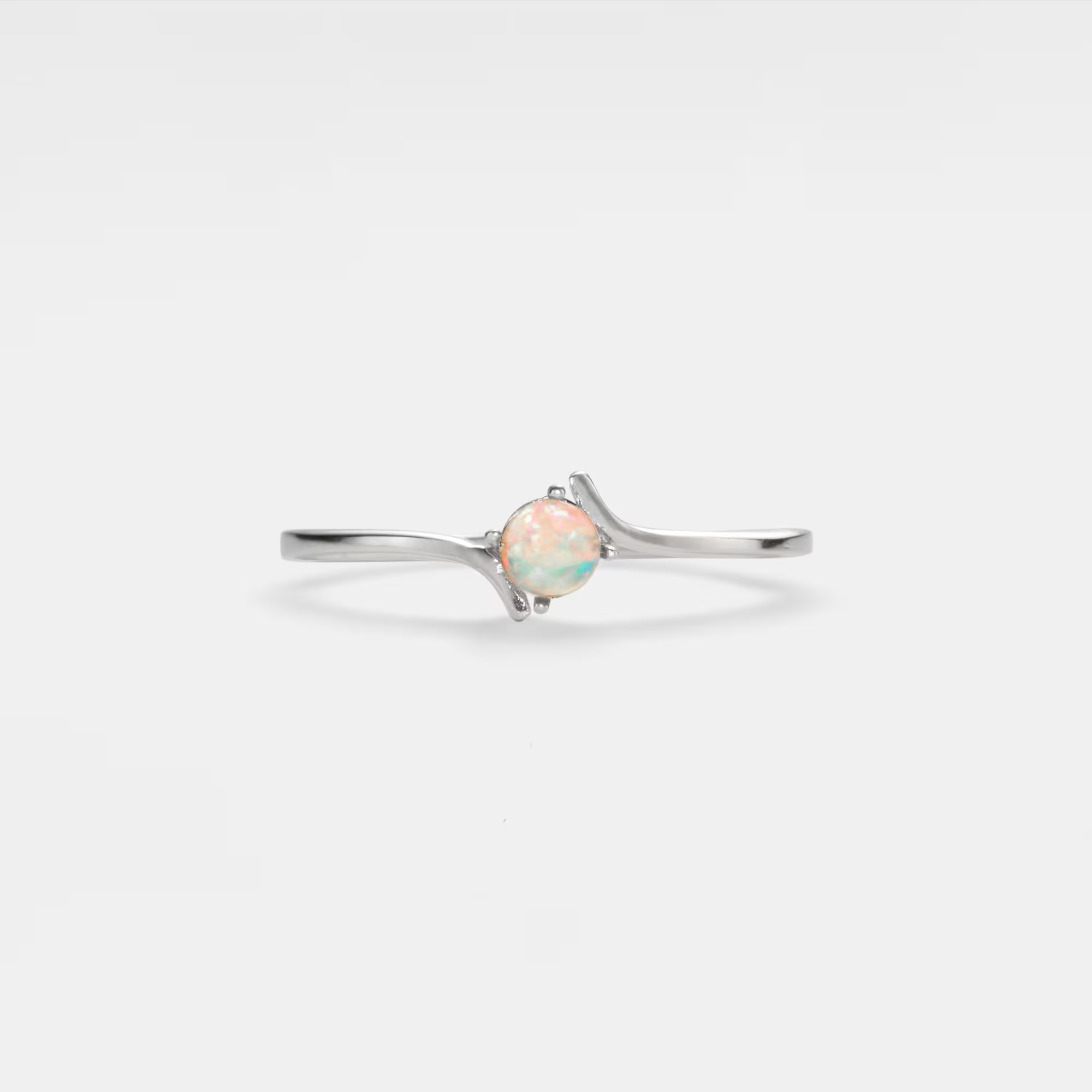 Perimade & Co. LLC - Wholesale Single Stone/Solitaire Ring - Natural Opal Stacking Thin Band Ring in 925 Sterling Silver4