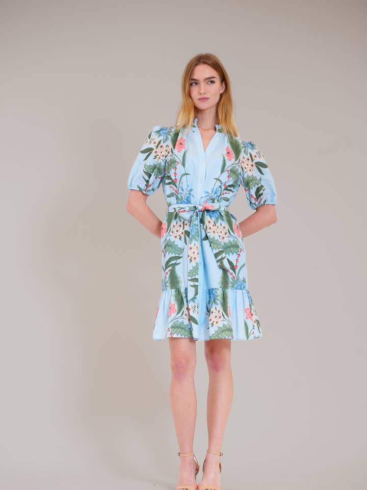 SHORT PUFF SLEEVE V NECK MINI DRESS for wholesale by Julia Jordan