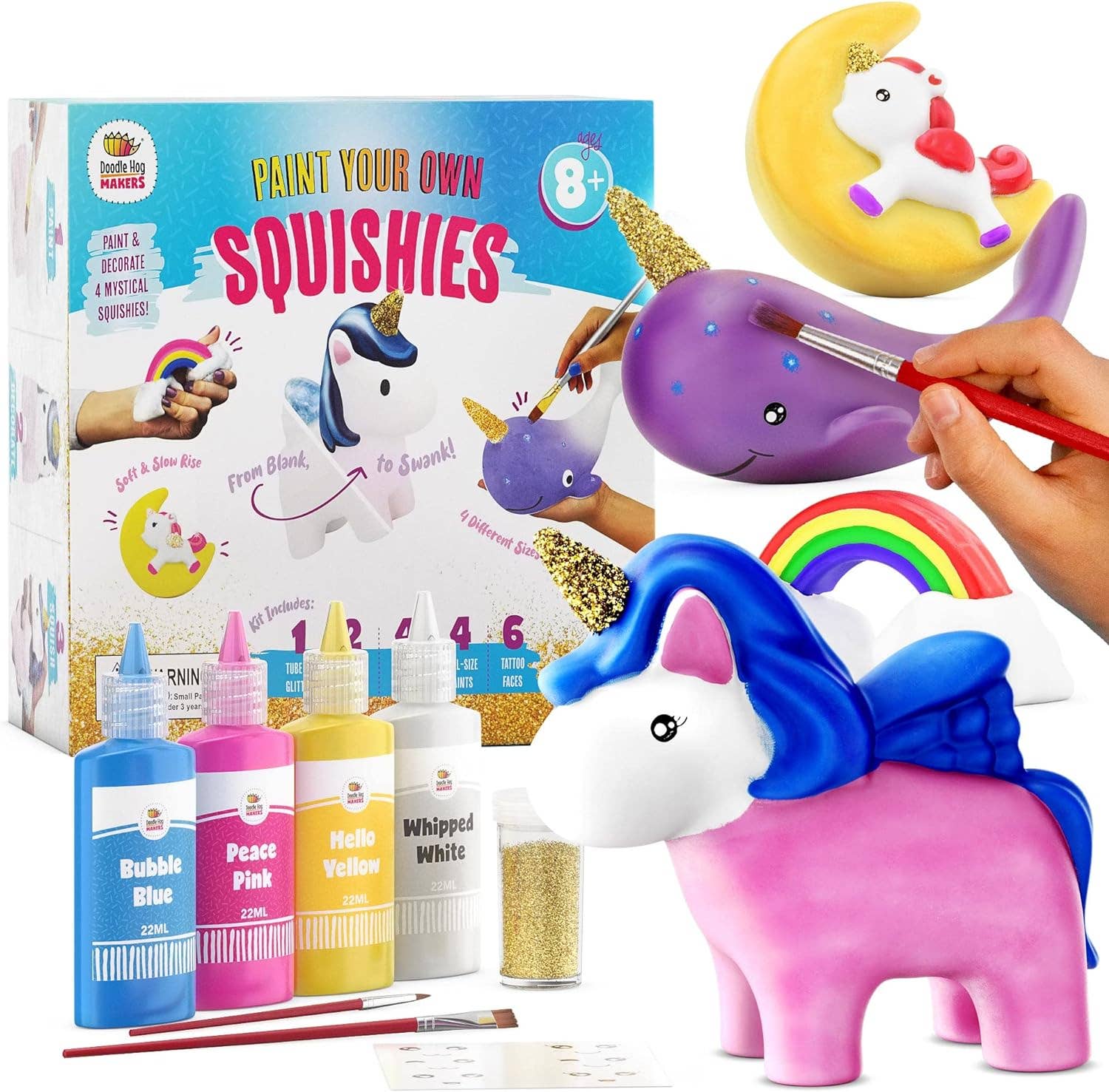 Doodle Hog - Wholesale DIY Craft Kit - Kids - Paint Your Own Rainbows and Unicorn Squishies DIY Kit!