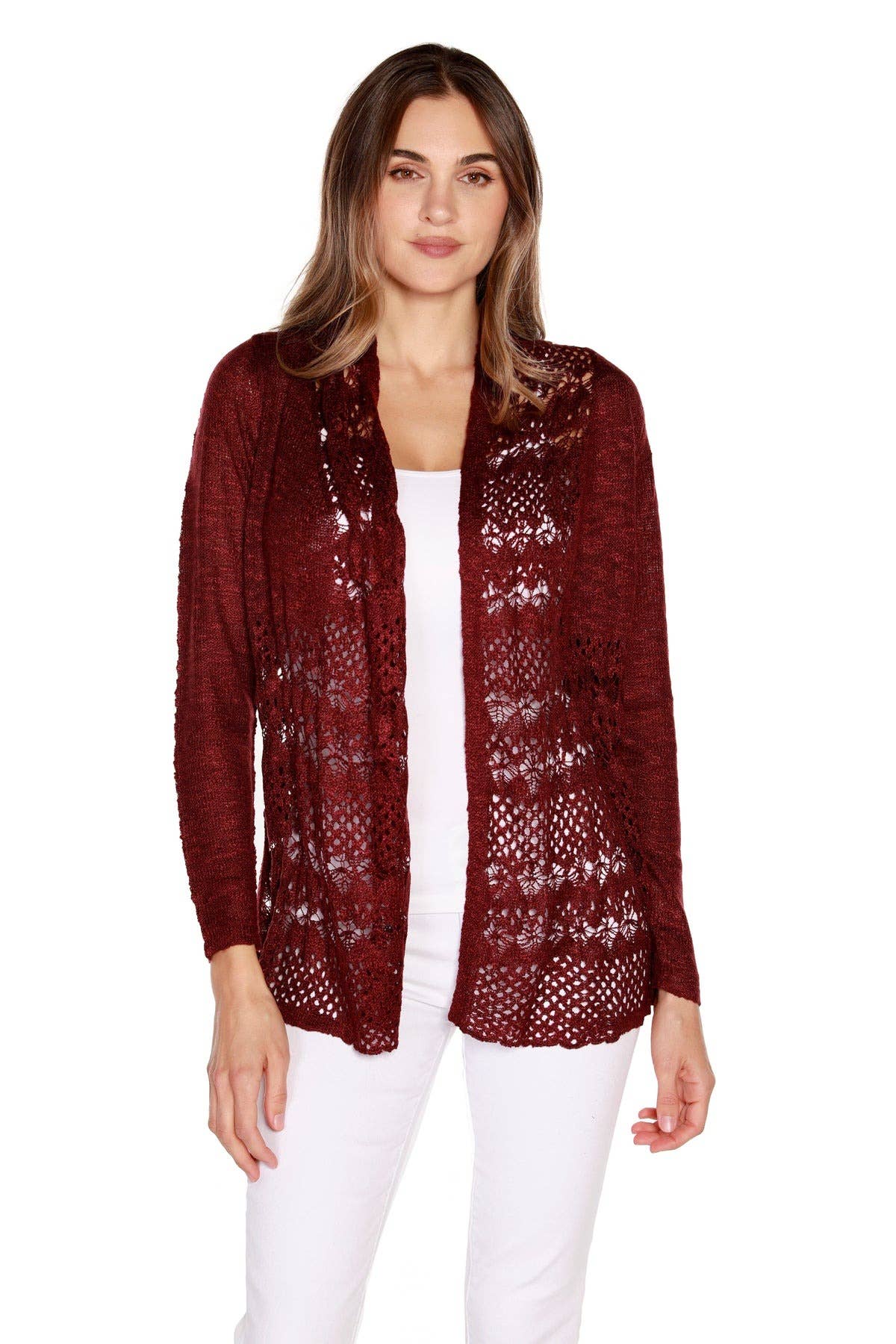 Belldini - Wholesale Cardigan - Women's - Women's Long Sleeve Crochet Knit Swing Cardigan7