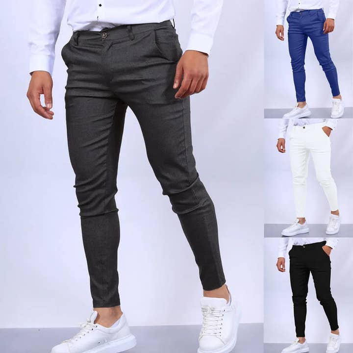 Men's Solid Color Formal Slim Men's Bottoms for wholesale by Aromatized Collection