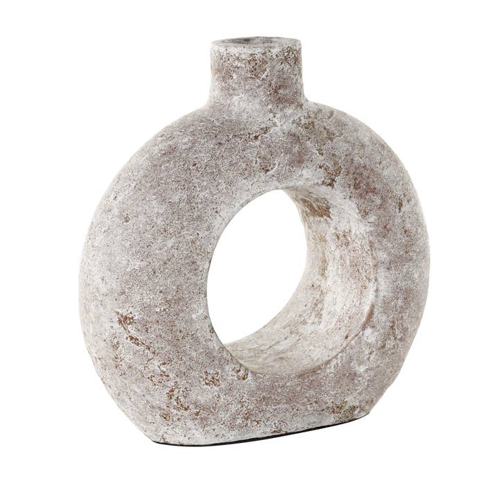 A-11128: CREAM CERAMIC ANTIQUE STYLE TEXTURED CIRCLE DONUT D for wholesale by Import Corner