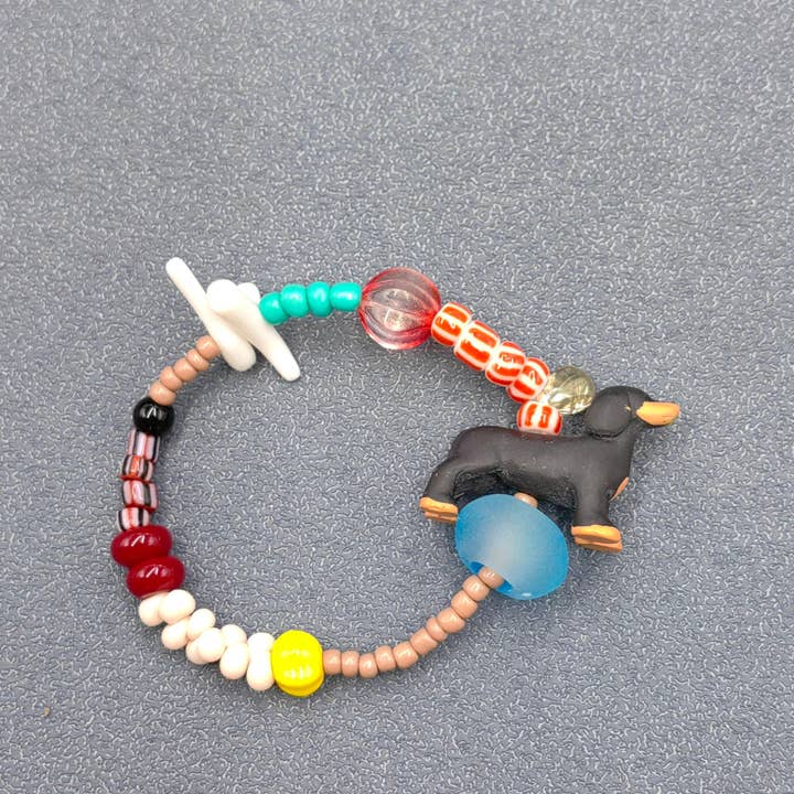 Mio Queena - Wholesale Beaded Bracelet - Kids - Resin Dog Charm Acrylic Glass Beaded Kid's Elastic Bracelet