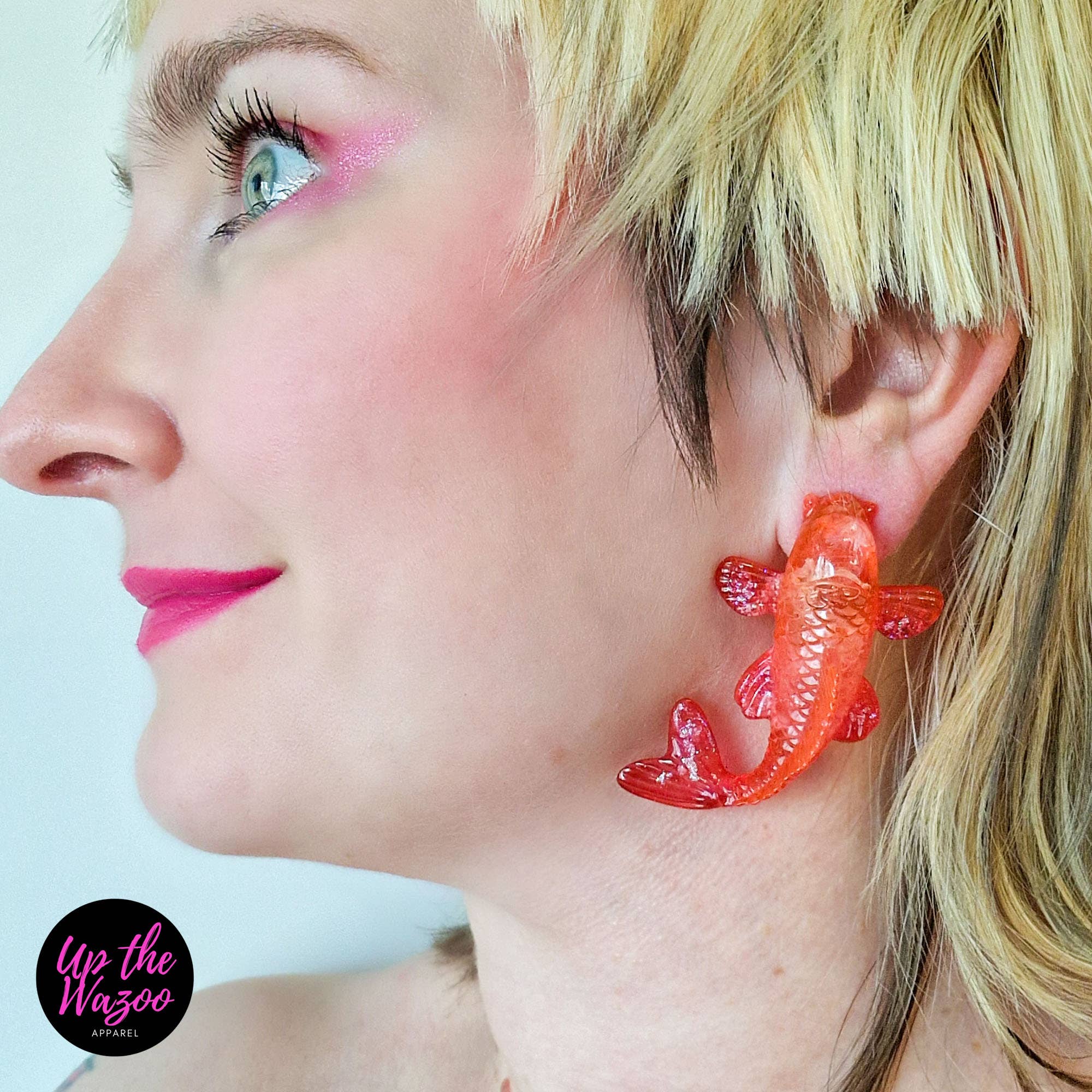 Up the Wazoo Apparel - Wholesale Stud/Post Earrings - Fancy Lures, Tangerine - Handmade To Order3
