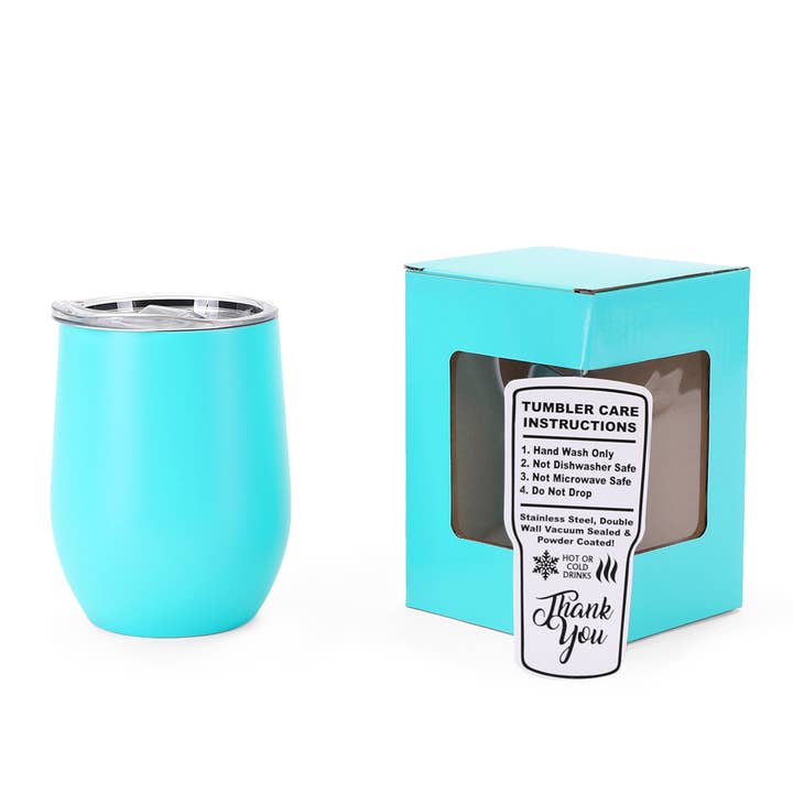 MakerFlo - Wholesale Wine Glass - Makerflo 12 oz Powder Coated Wine Tumbler - Laser Engraving