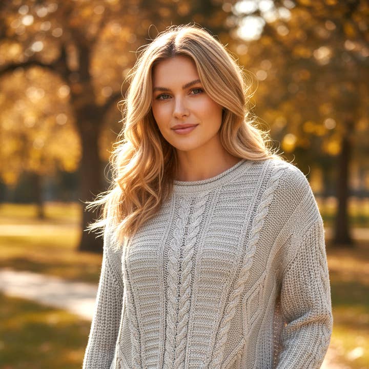 Cotton cable-knit sweater and other Purchase Wholesale plat chaud. Free Returns & Net 60 Terms on Faire trending on Faire.
