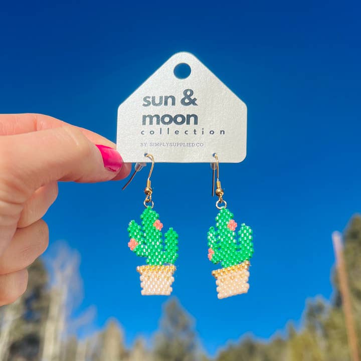 Simply Supplied Co - Venta al por mayor Pendientes colgantes - Pendientes con cuentas de cactus, para amantes de las plantas, colgantes, únicos