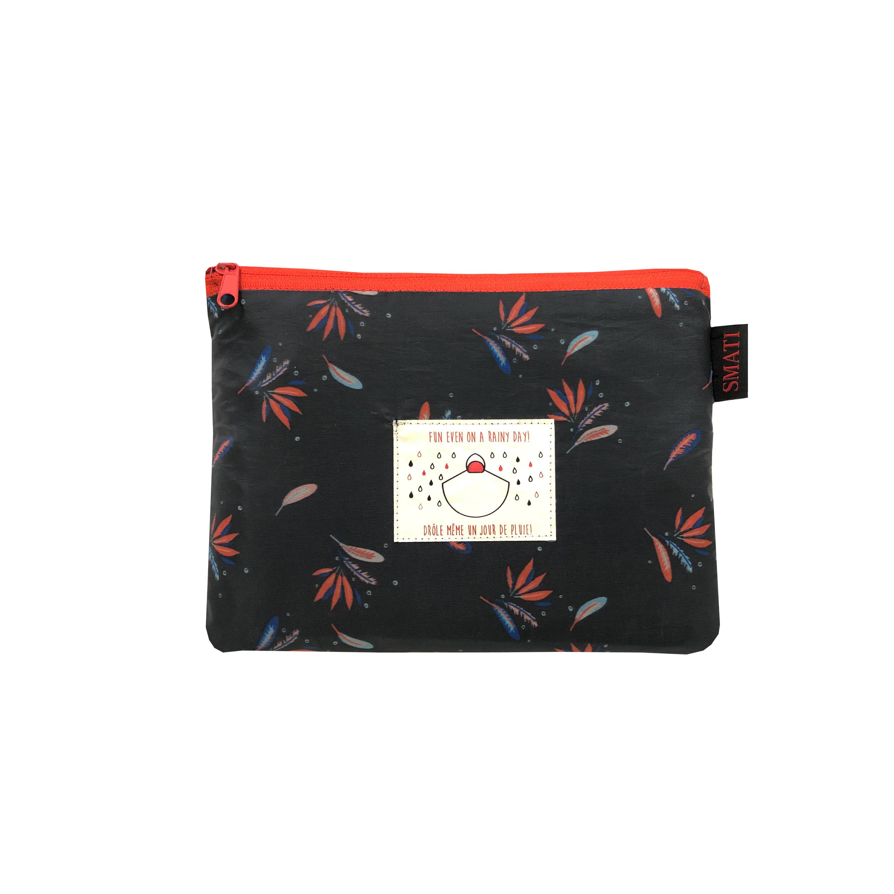 SMATI - Wholesale Poncho - Women's - Women's Rain Poncho in Midnight Blue Feather Pattern1