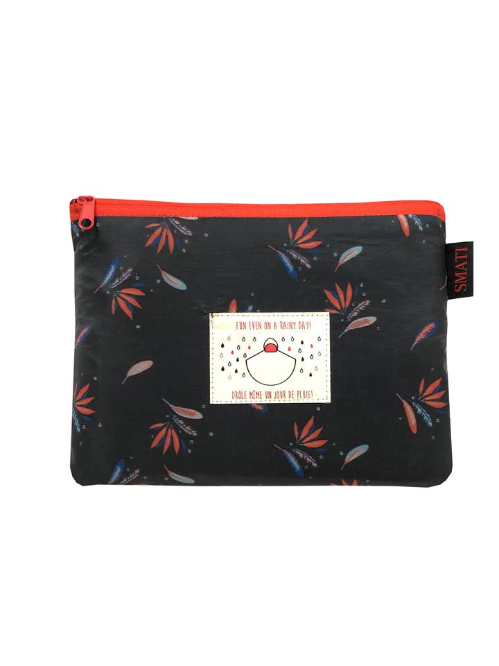 SMATI - Wholesale Poncho - Women's - Women's Rain Poncho in Midnight Blue Feather Pattern1