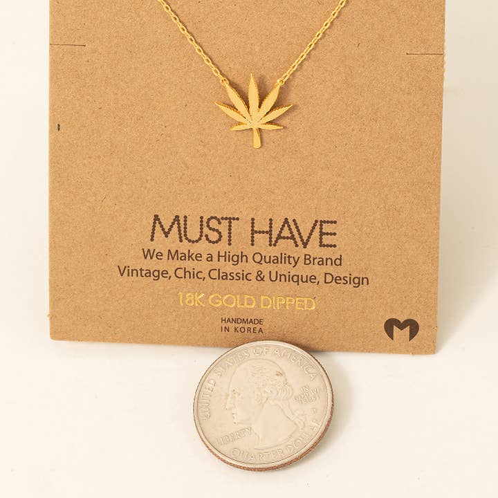 Fame Accessories - Wholesale Pendant/Charm Necklace - Cannabis Leaf Pendant Necklace