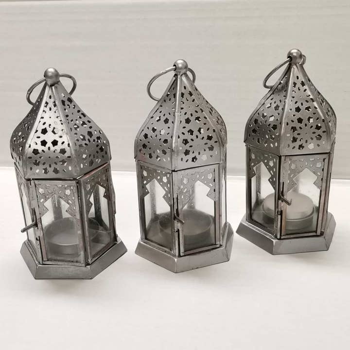 Casa Moro - Wholesale Lantern - Oriental glass lanterns Nael silver set of 3 B-ware |3