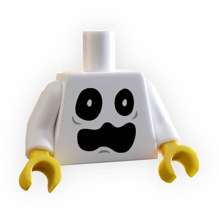 Torse de Minifig Visage de Fantôme d'Halloween fabriqué avec des pièces LEGO pour la vente par B3 Customs