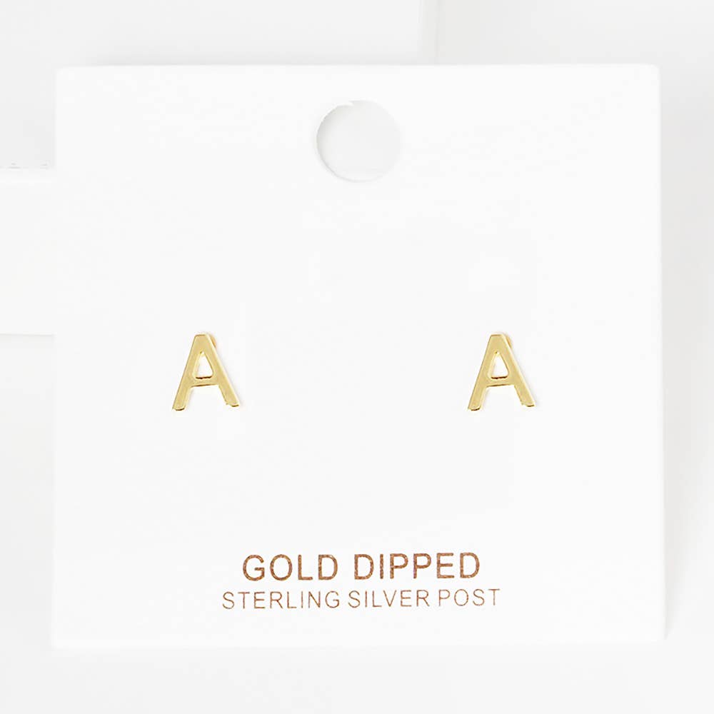 Sensibling Corp. - Wholesale Stud/Post Earrings - Gold Dipped Metal Initial Monogram Stud Earrings65