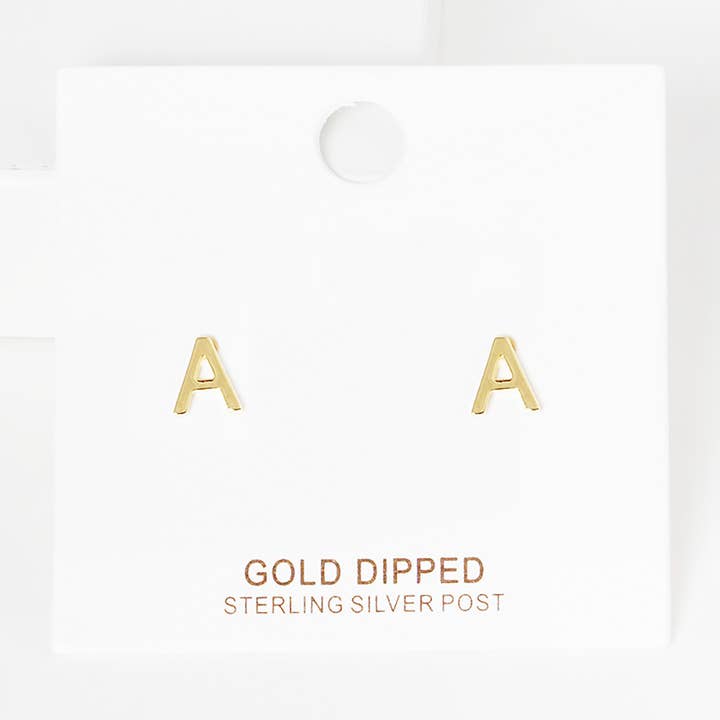 Sensibling Corp. - Wholesale Stud/Post Earrings - Gold Dipped Metal Initial Monogram Stud Earrings65