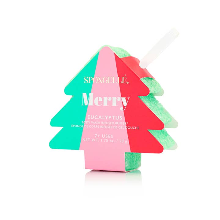 Spongellé - Wholesale Bath Pouf/Sponge - Holiday Tree Buffer Assorted Pack - Christmas Gifts