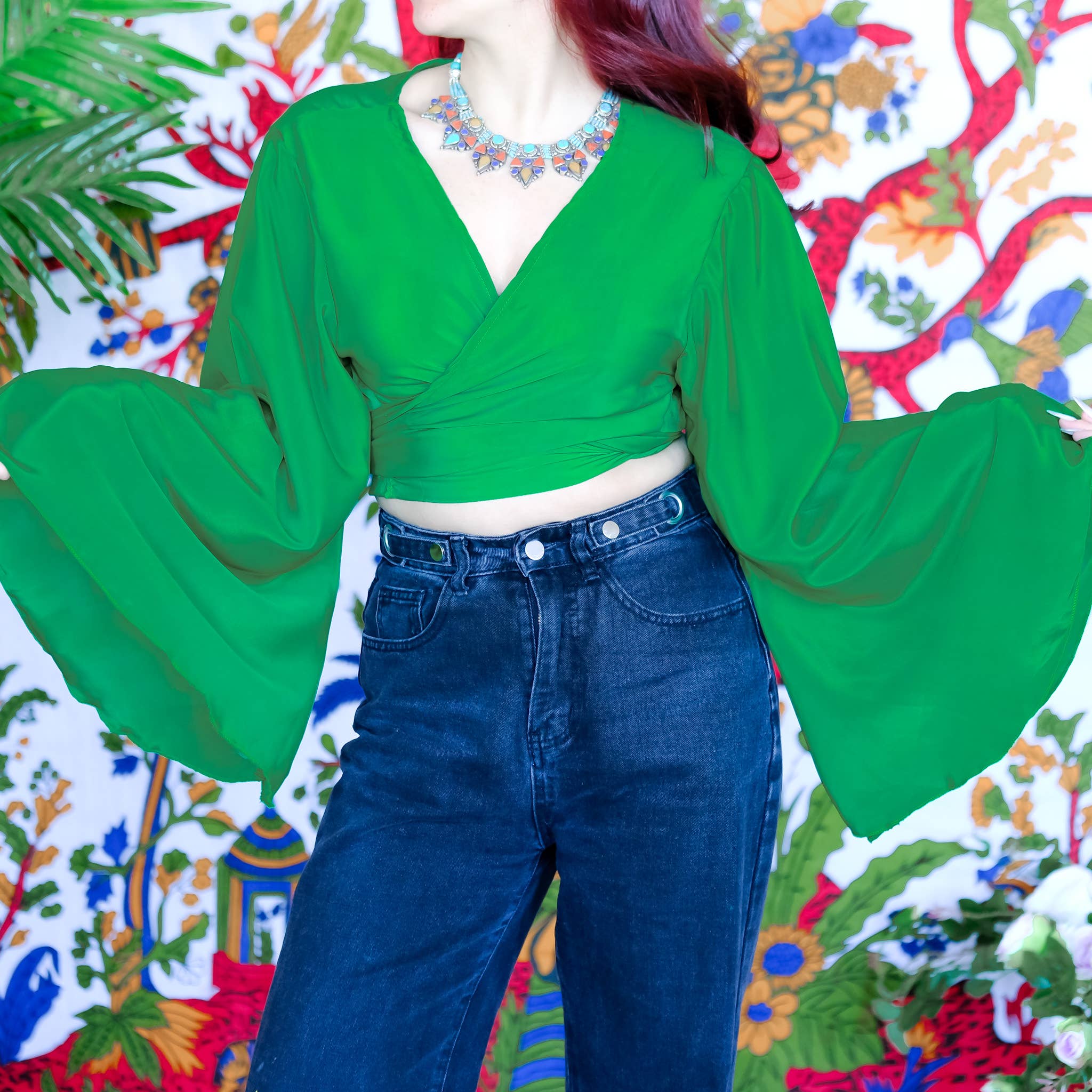 Karma Nepal Crafts - Vendita all'ingrosso Camicetta - Donna - Top avvolgente in seta tinta unita0