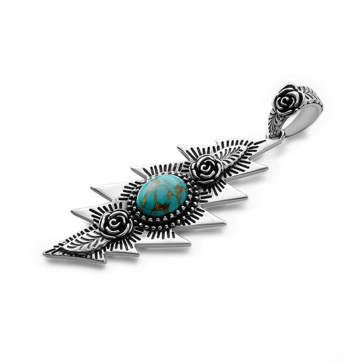 Hiouchi Jewels | Rose & Bolt Grateful Dead Jewelry – wholesale Pendant/charm necklace – Lazy Lightning Bolt Pendant | Turquoise3
