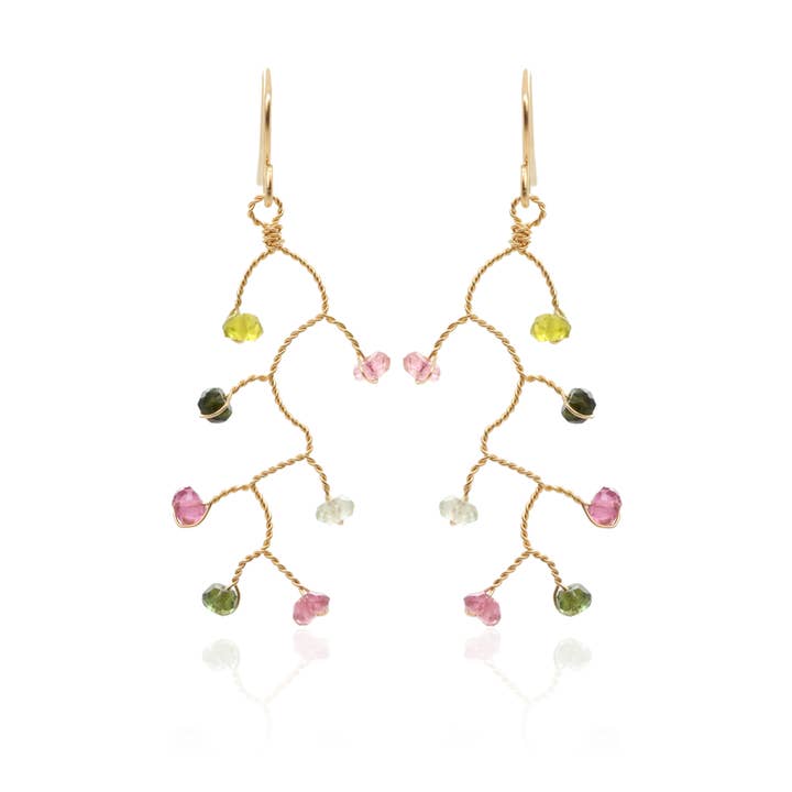 Tourmaline Branch Earrings for wholesale by Chuang Yi Gallery