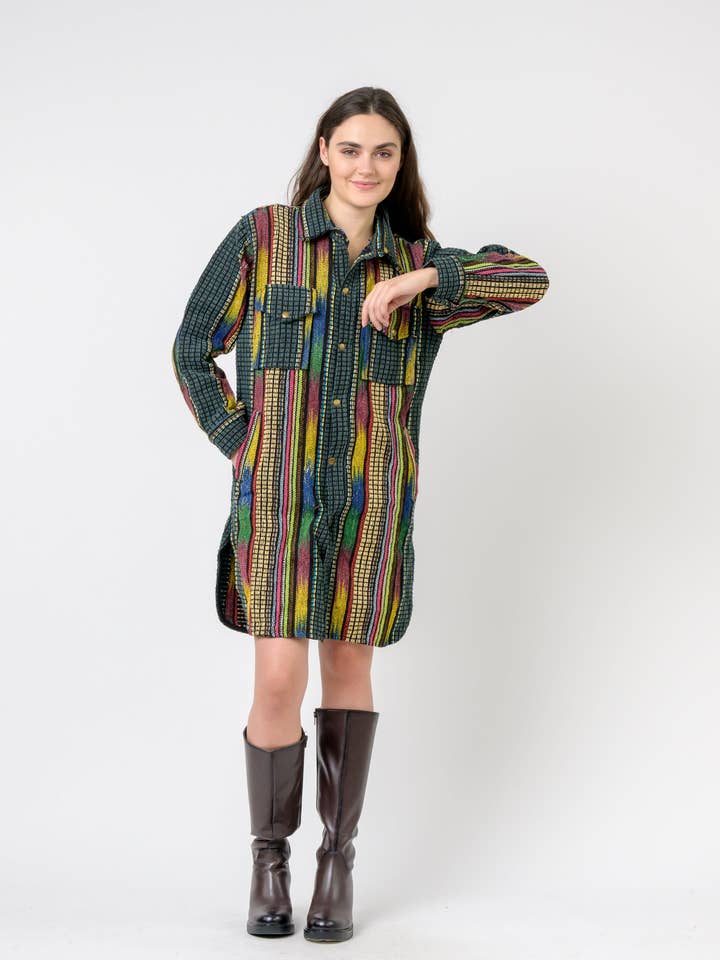 Rhea Mode Tryckt Bomull Lång Skjorta för wholesale av Rhea