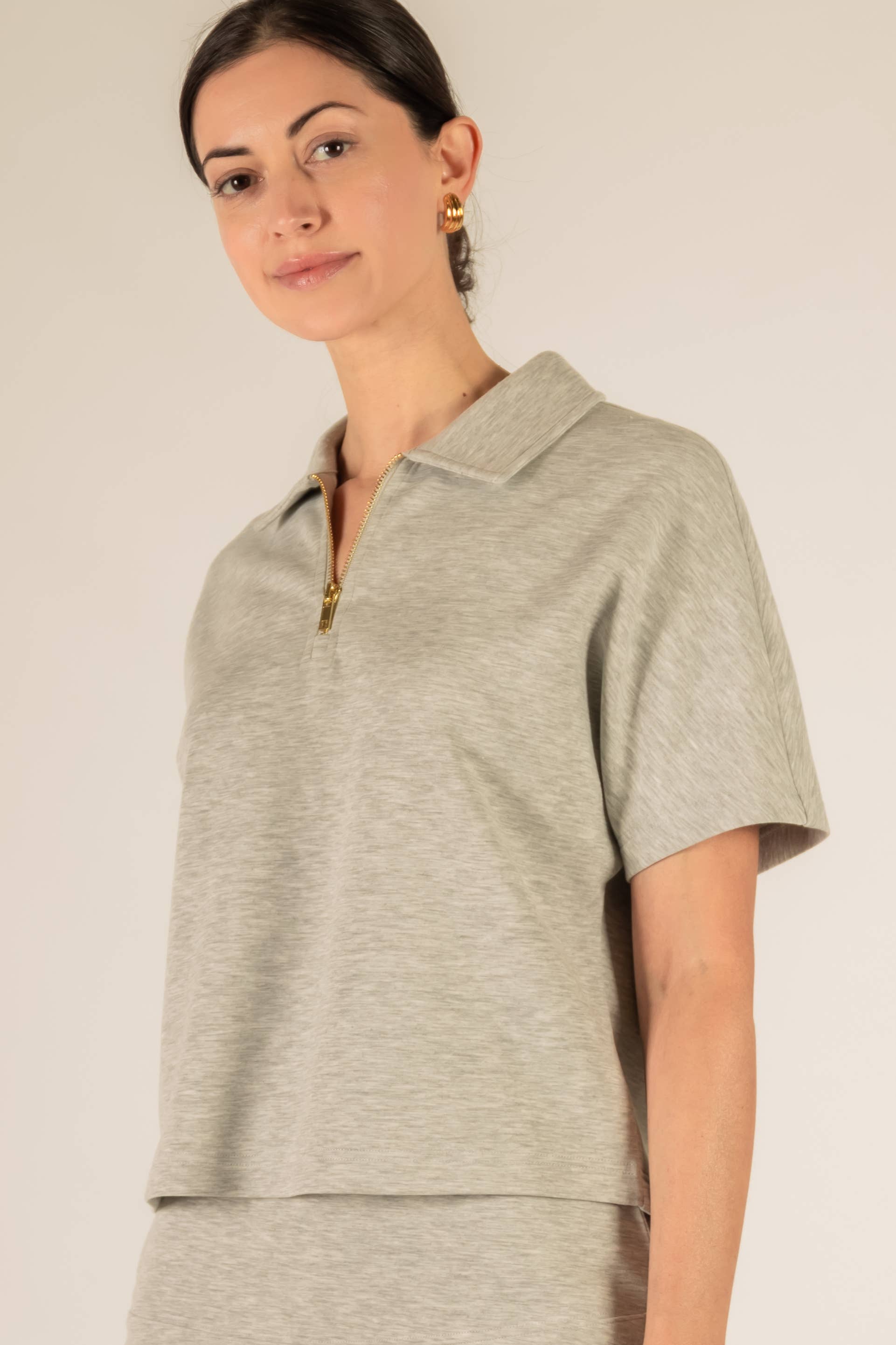 P. CILL - Wholesale Knit Top - Women's - P. CILL Butter Modal Short Sleeve Quarter Zip Top39