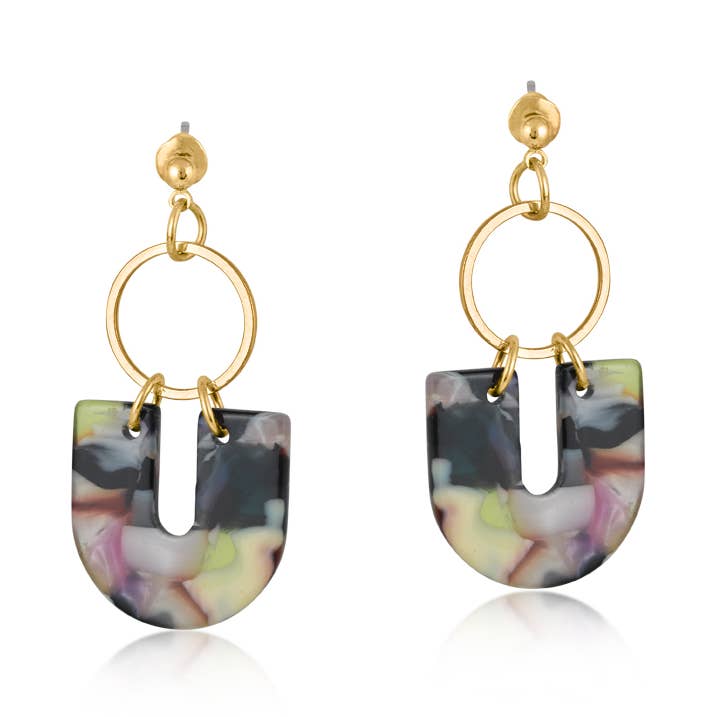 Camille Metal og Resin Geo Statement Ørestikker for engroshandel hos Big Metal London