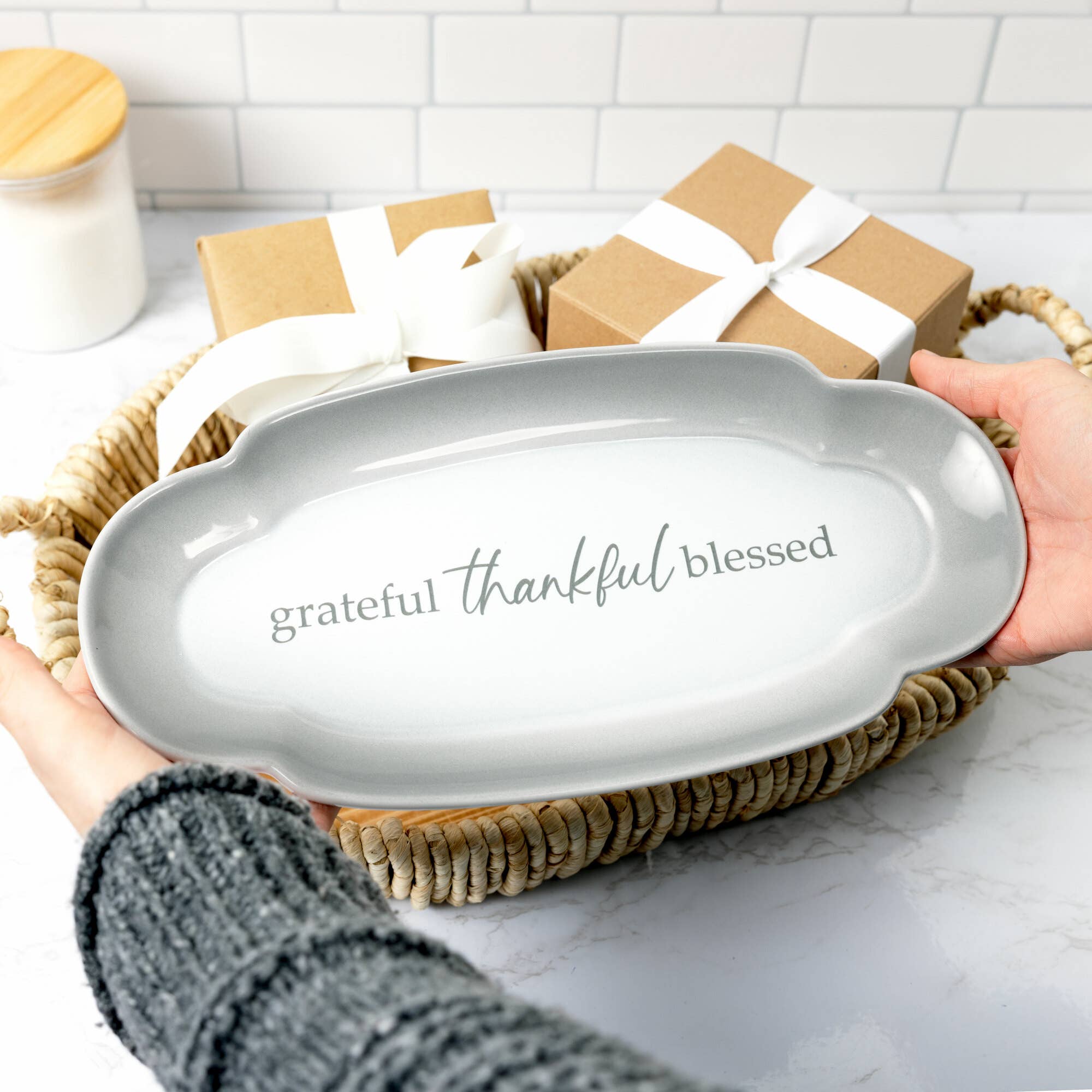 Pavilion – wholesale Serveringsfat – Thankful - 12" brickor3
