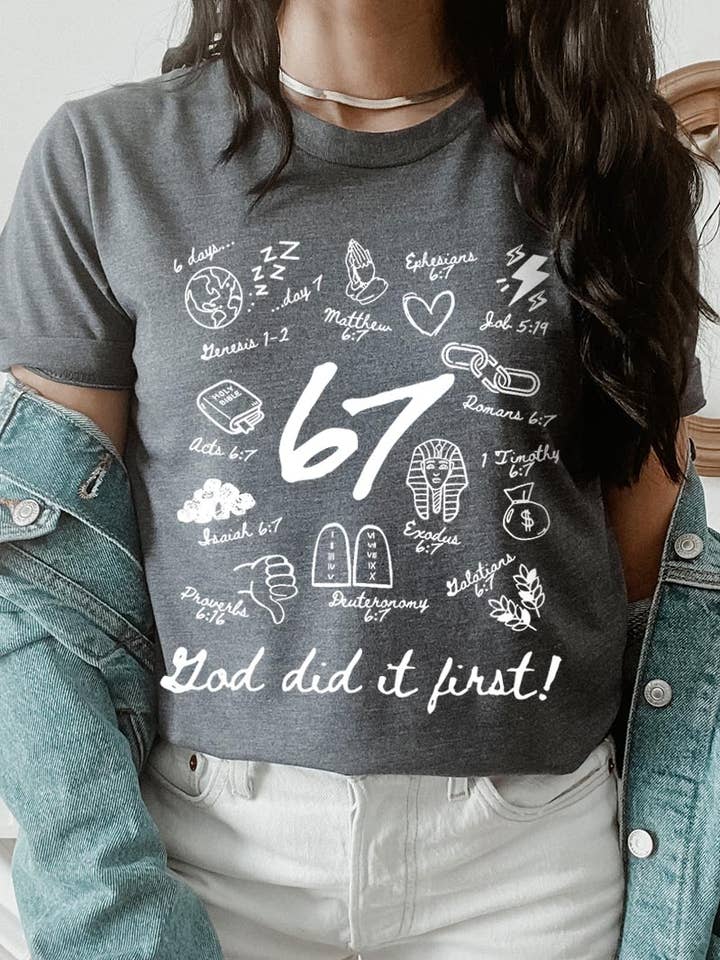 67 God Did It First Graphic Tee for wholesale by Pink Irene Wholesale