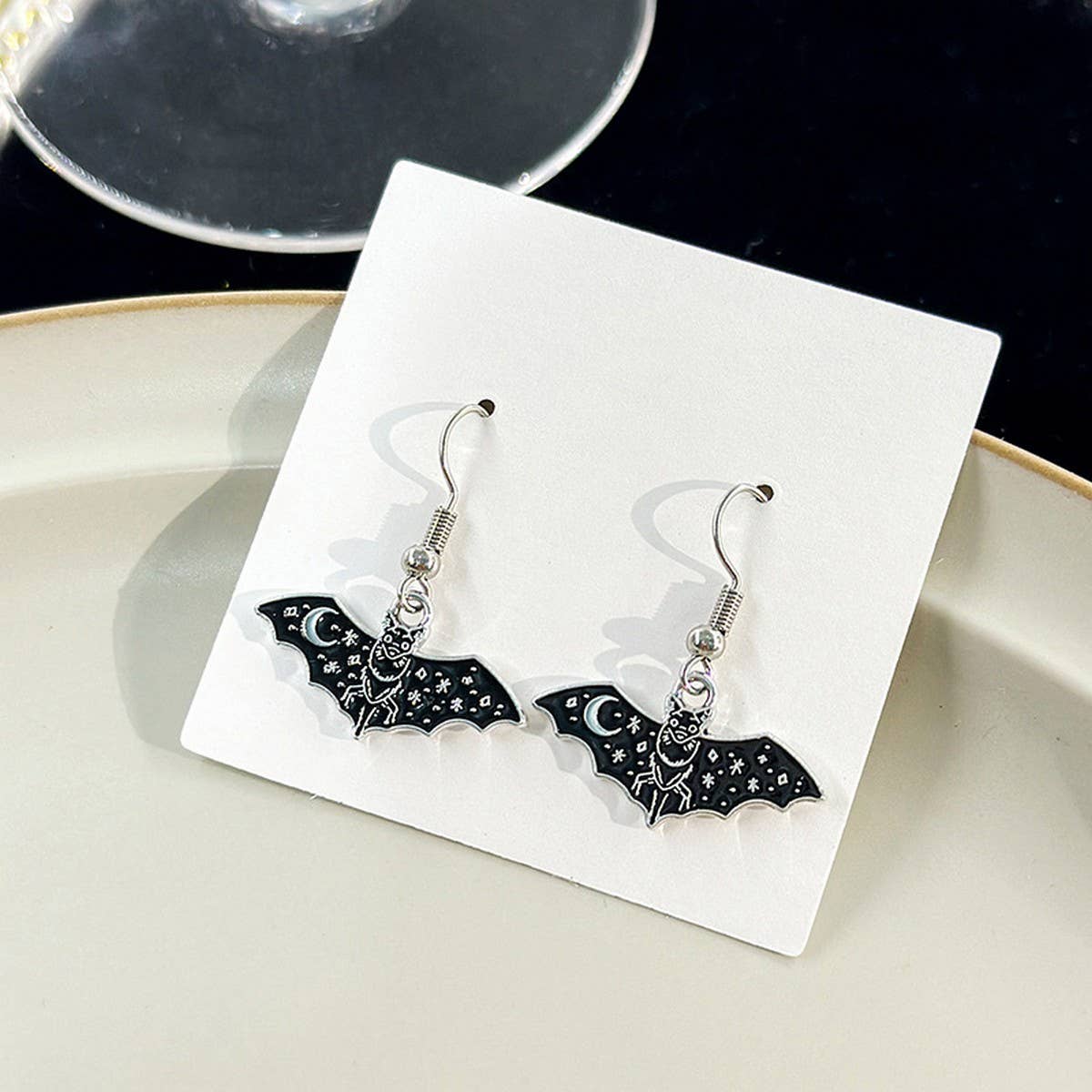 ACCITY - Wholesale Dangle Earrings - DARK HALLOWEEN FUNNY CREATIVE BAT EARRINGS_CWAJE18423