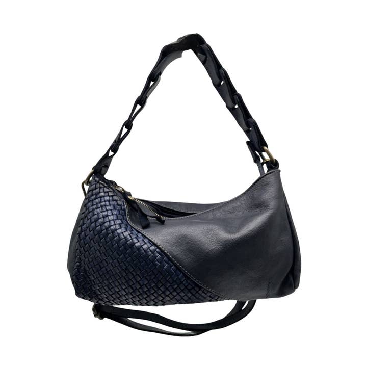 BOLSO AL HOMBRO FLORENZA DE PIEL LAVADA AZUL para venta al por mayor de Louisa lee
