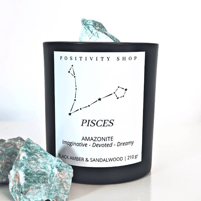 Pisces Soy Wax Constellation Candle | Amazonite for wholesale by Positivity Shop