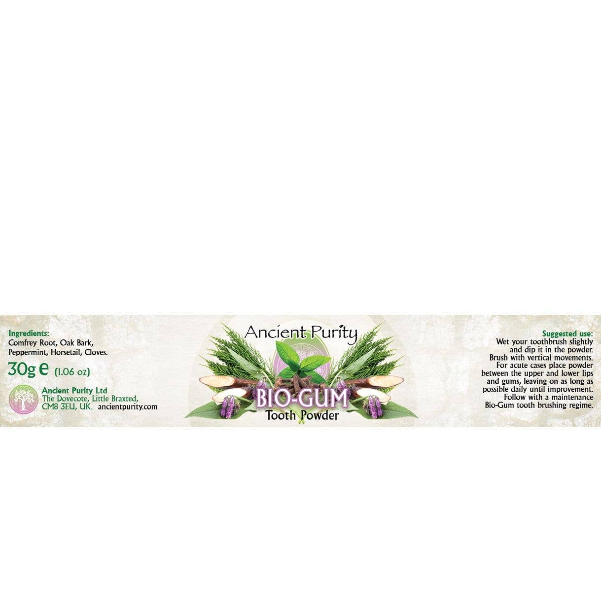 Ancient Purity – wholesale Toothpaste – Bio-Gum Tooth Powder - 30g | Gum Repair Herbal Blend2