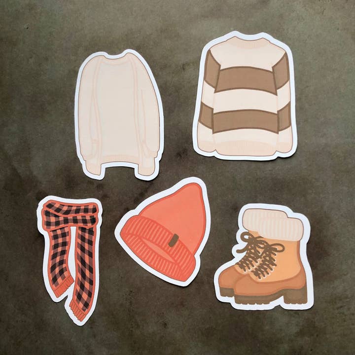 Autumn Clothes Sticker Pack for wholesale by LaRynn Sticker Co.