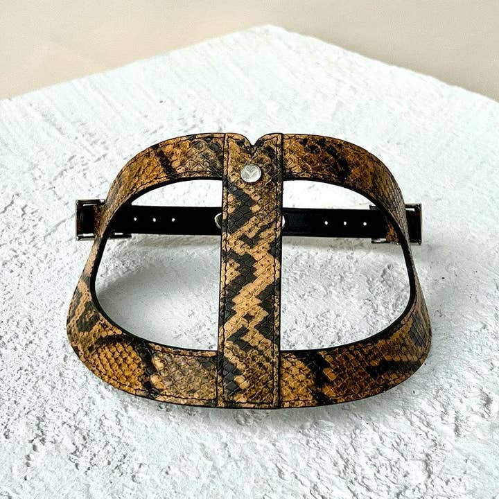 Shaya Pets – Engroshandel Kæledyrssele – Hund – Noah præget gul og sort læder kæledyrssele til hund4