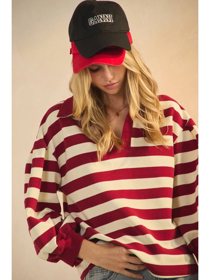 Oddi - Wholesale Sweatshirt - Women's - Striped Ottoman Pullover3