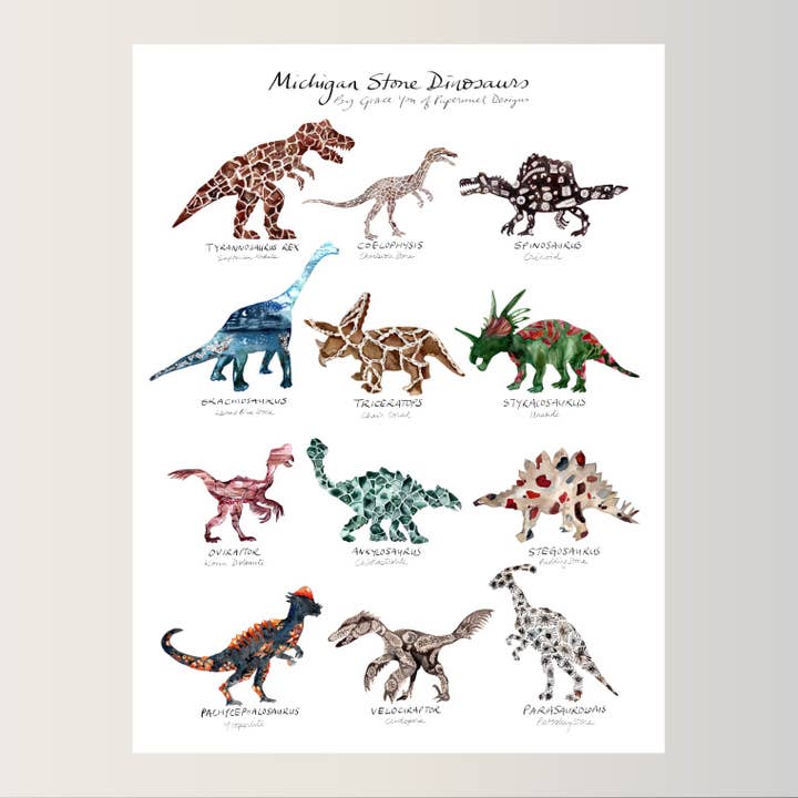 Michigan Stone Dinosaurs for wholesale by Papermiel Designs