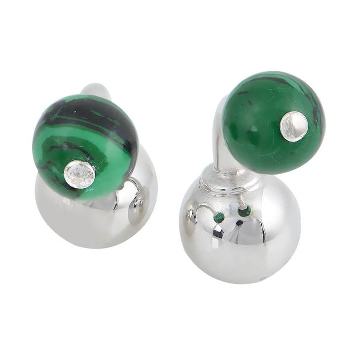 Double Ball Malachite Cufflinks for wholesale by Dancing With Jewels