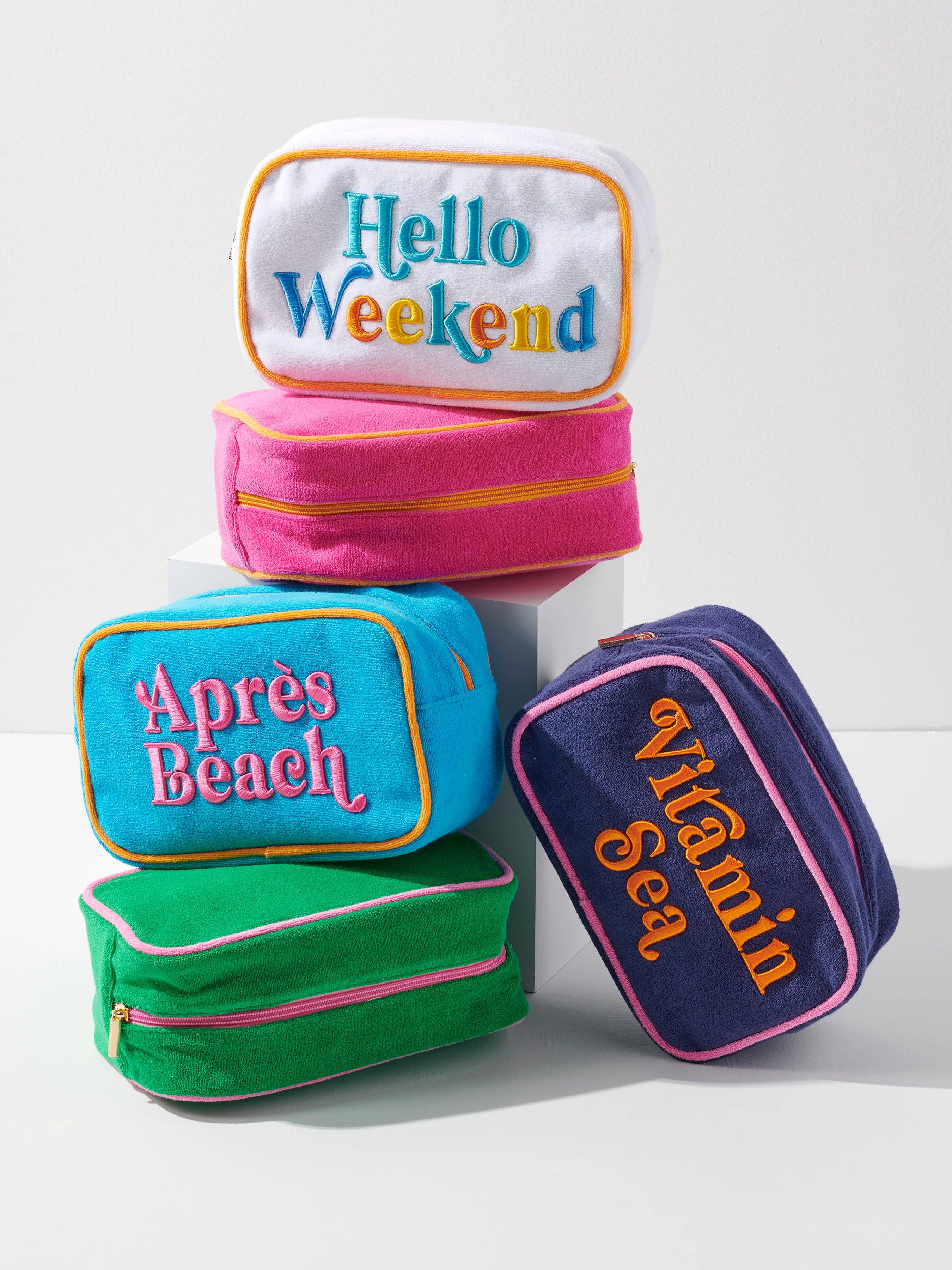 Shiraleah - Wholesale Pouch - Women's - CABANA "HELLO WEEKEND" MEDIUM ZIP POUCH, WHITE4