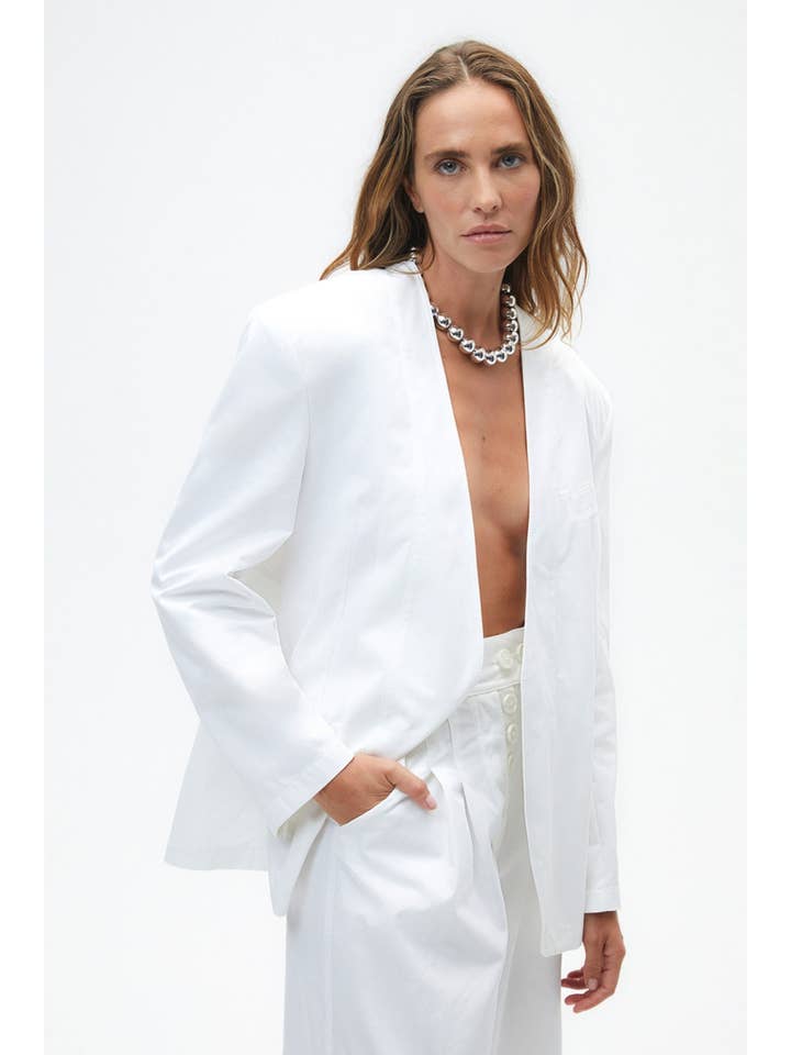 Ecru Draped Blazer for wholesale on Faire