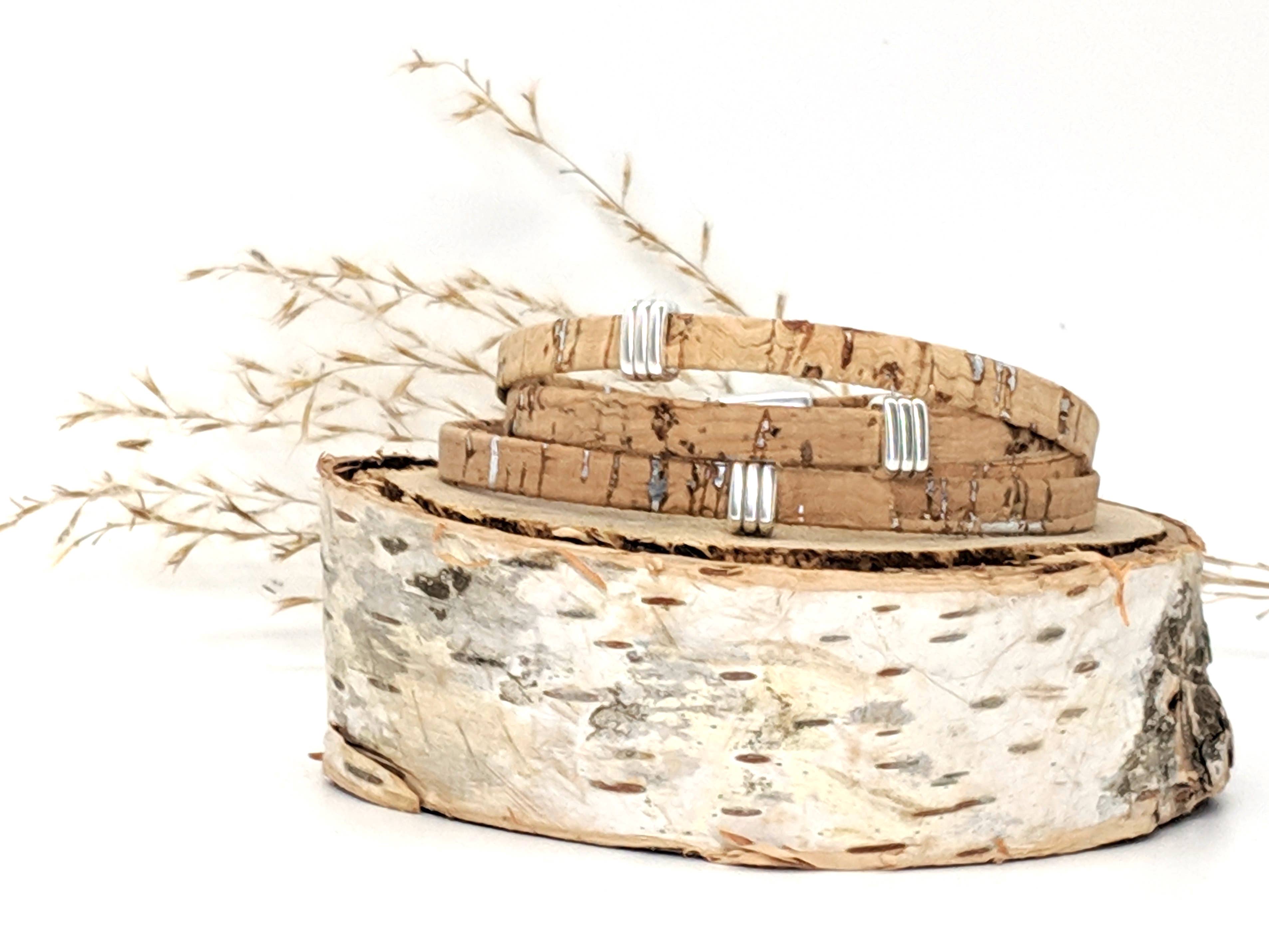 Elisabetta Studio - Wholesale Bangle Bracelet - Striped Bands - Triple Wrap Cork Bracelet1