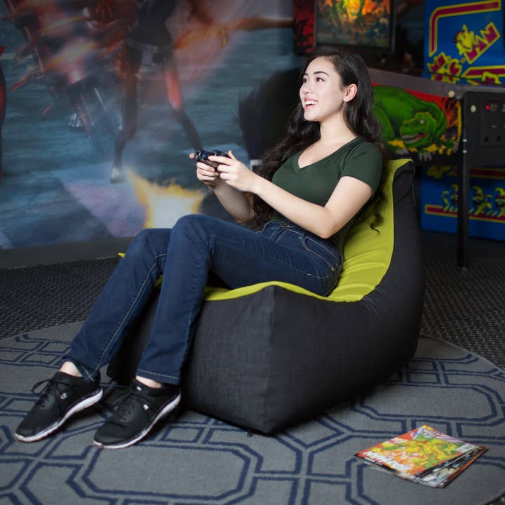 LuvU - Wholesale Chair - Jaxx Pixel Gamer Bean Bag Chair, Premium Vinyl / Dark Denim10