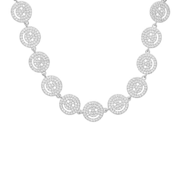 Silver CZ Diamond Smiley glad ansikte armband för wholesale på Faire