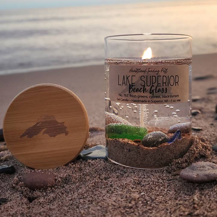 Lake Escape Candle Co. - Wholesale Jar/Filled Candle - 5 oz. Lake Superior "Beach Glass" Gel Candle (1-Wick)