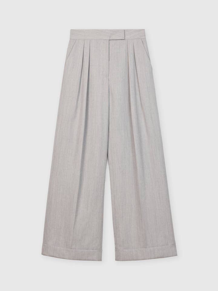 Wool Blend Pleated Wide Leg Pants for wholesale by Dāl the Label