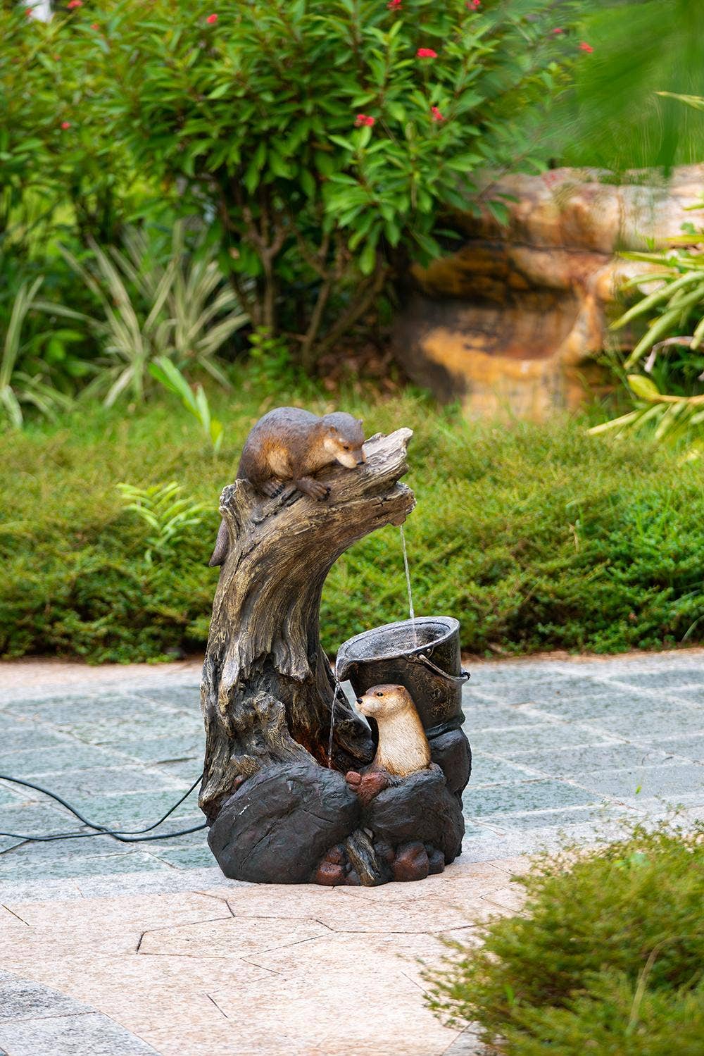 A&B Home Group Inc. - Wholesale Outdoor Ornament/Decor - 16.9x15x31.3" Decorative Water Fountain w Otter & LED -Brown5