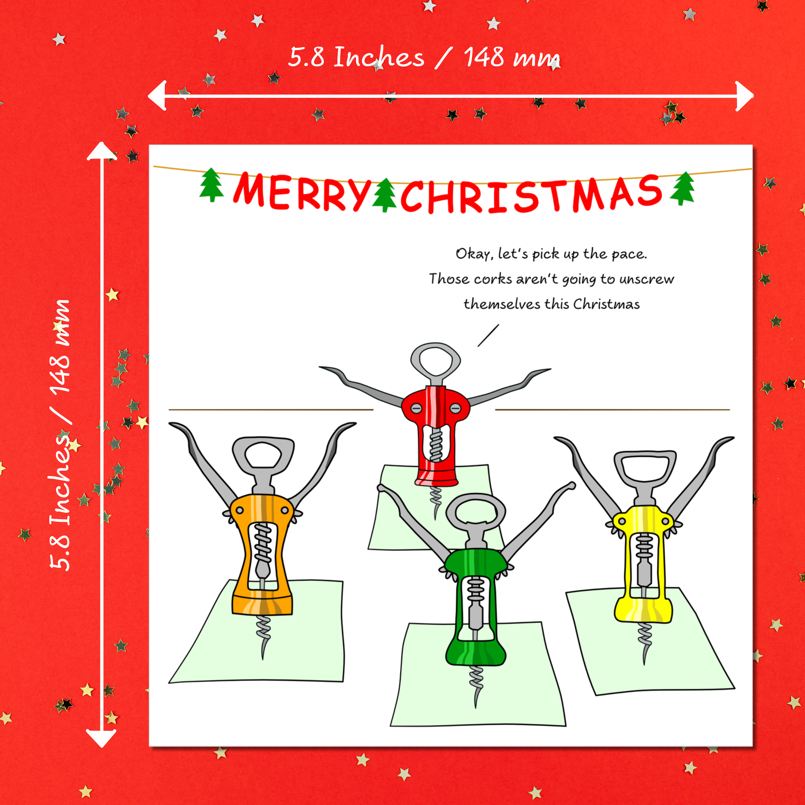 Swizzoo Cards - Wholesale Christmas Card - Funny Yoga Christmas Card Holiday Wine Workout Pilates Corkscrews Dad Mum Parents Husband Wife Friends4