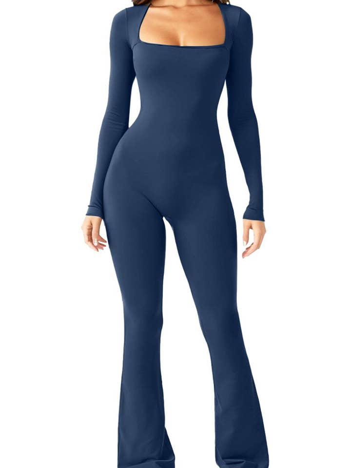 Lily Clothing - Wholesale Jumpsuit - Women's - Lift hip square neck wide leg high jump jumpsuit4