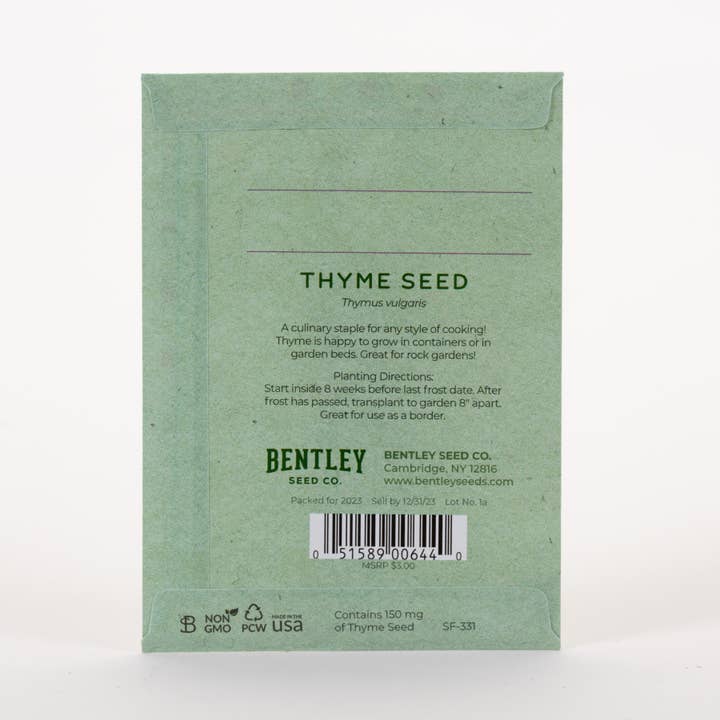 Bentley Seed Co. - Wholesale Birthday Card - It's Birthday Thyme - Thyme Seed Packets