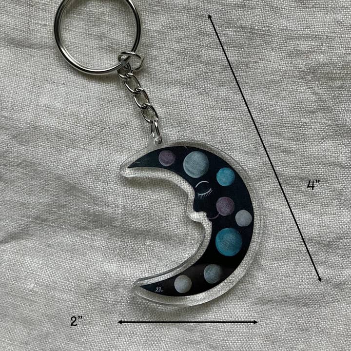 Artwork by Sandra Naufal - Wholesale Keychain - Unisex - Polka Dot Moon Keychain1