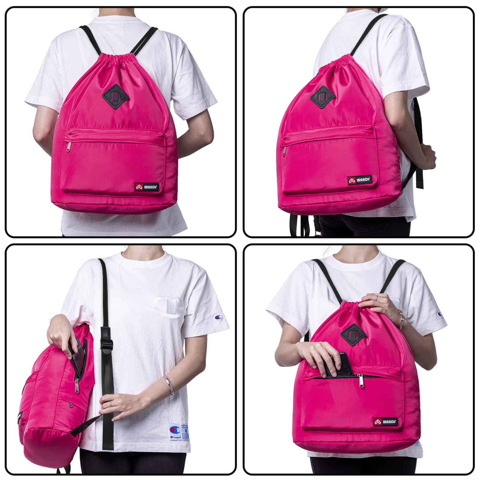 wandf - Wholesale Backpack - Unisex - WF6030 Sport Drawstring Backpack With Shoe Compartment11